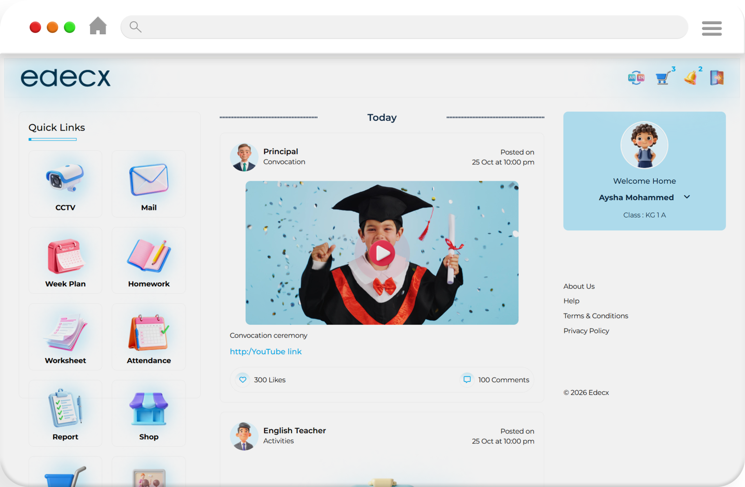 Edecx parent dashboard view